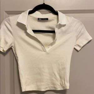 Zara ribbed cropped polo